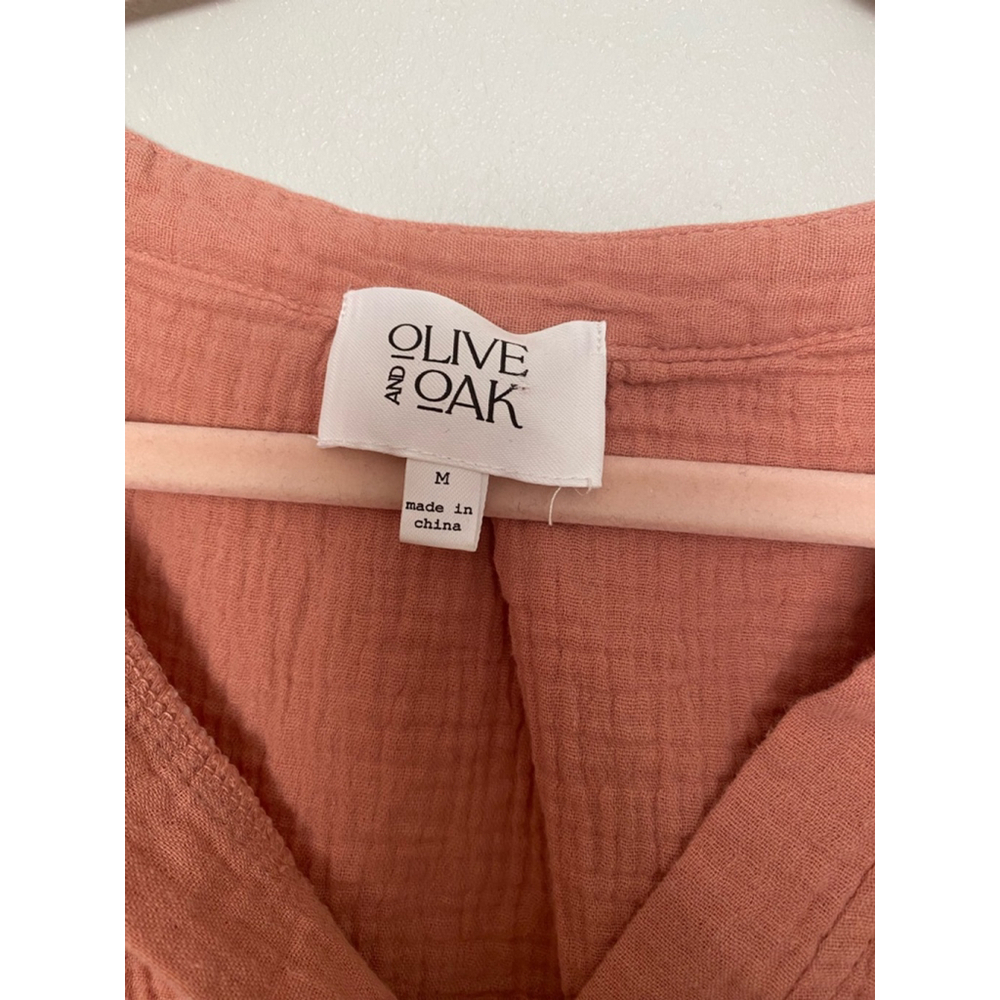 Olive & Oak Gauze Blouse 100% Cotton Muted Coral Soft Summer Spring Boho Earthy - Picture 4 of 6